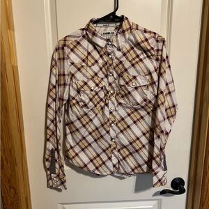 RANK 45|‎ Boot Barn | Pearl Snap Plaid Button-Up Shirt Size Small